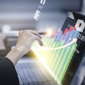Financial reporting charts and data analytics